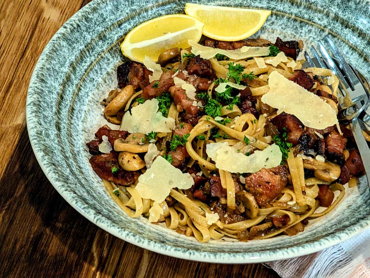 Mushroom Pancetta Pasta