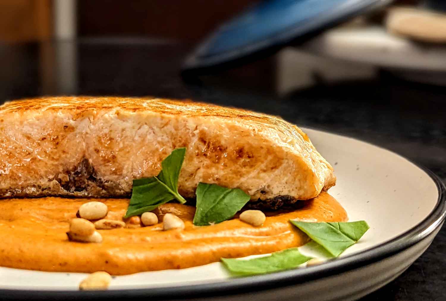 Pan Fried Salmon with Romesco Sauce