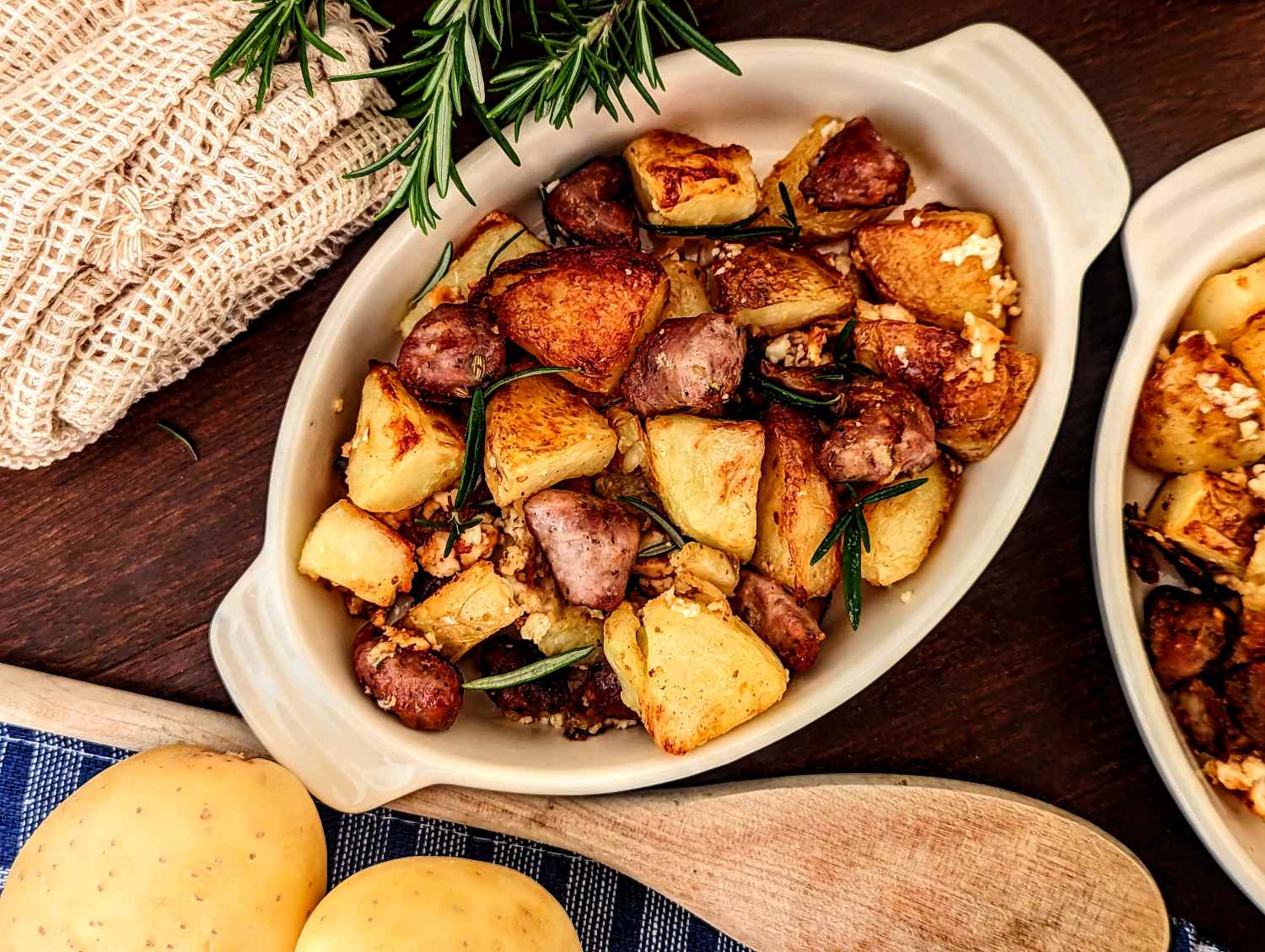 Roast Potatoes with Sausage and Feta